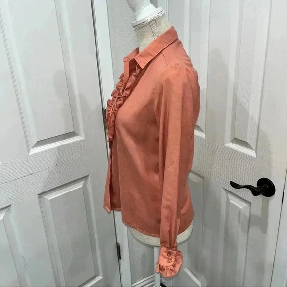 Hukapoo Vintage 70’s ruffle front, gathered puff shoulder, button front blouse - Picture 4 of 8